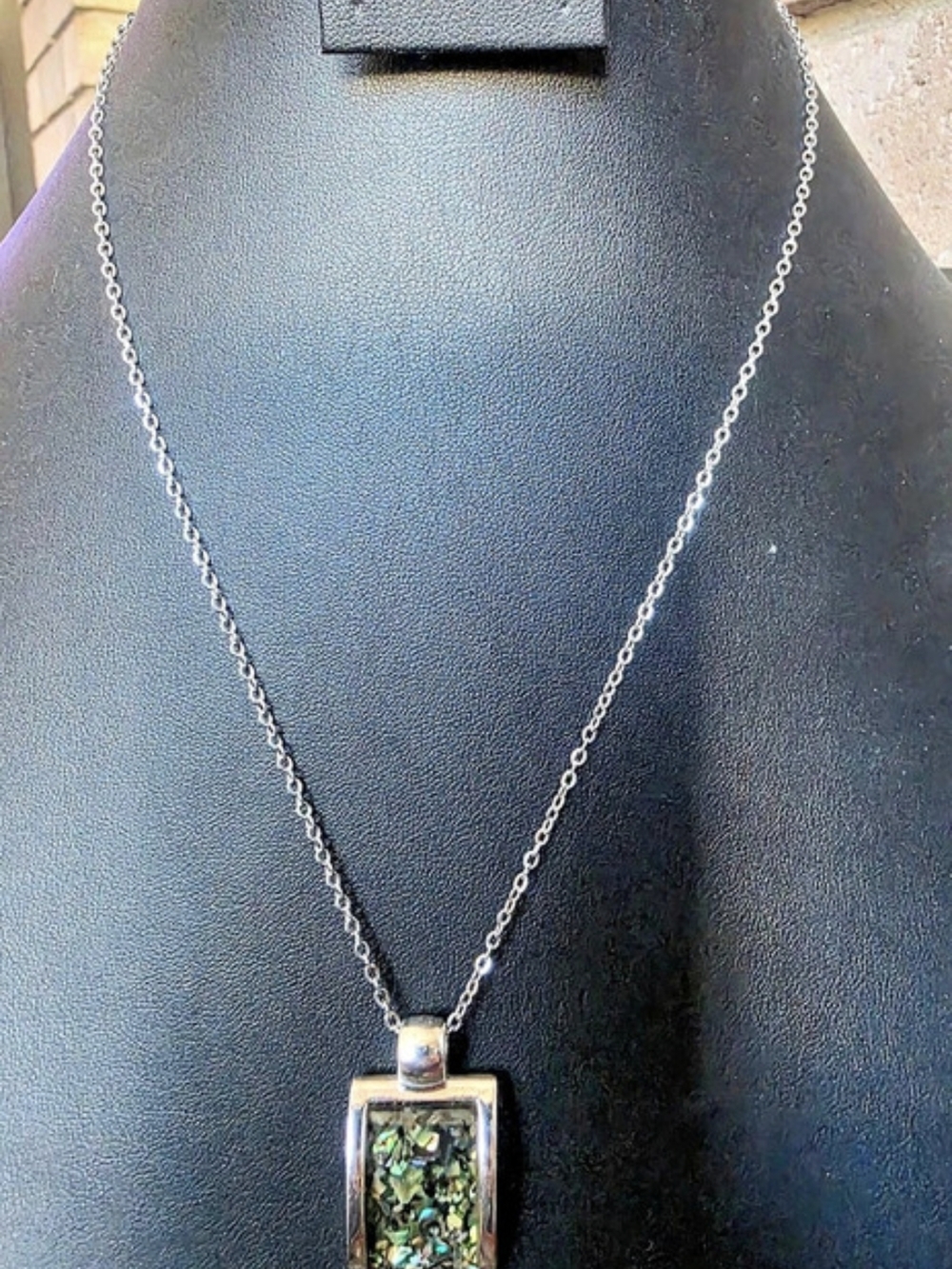 Paua Shell Inlay Pendant Necklace - Picture 4 of 5
